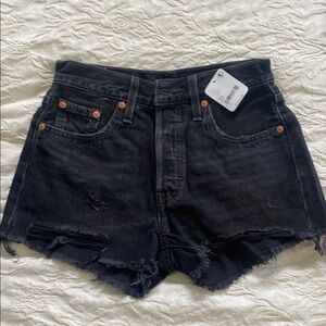 Black Distressed Denim Shorts